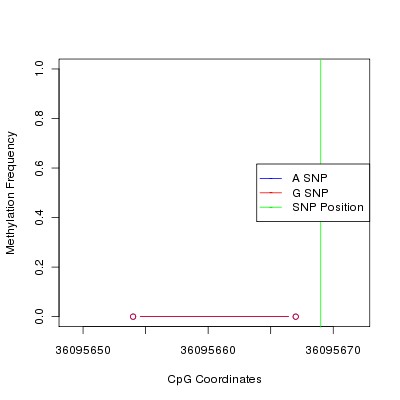 Allele Specific Methylation Frequency Diagram for chr20 36095669 SNP.