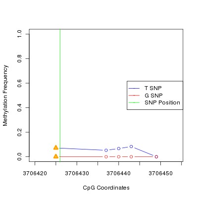 Allele Specific Methylation Frequency Diagram for chr20 3706426 SNP.