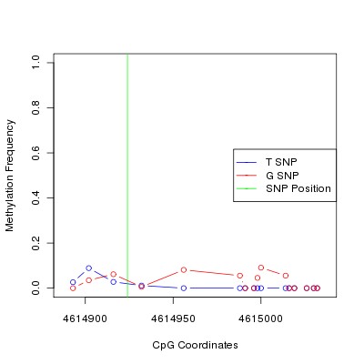 Allele Specific Methylation Frequency Diagram for chr20 4614924 SNP.