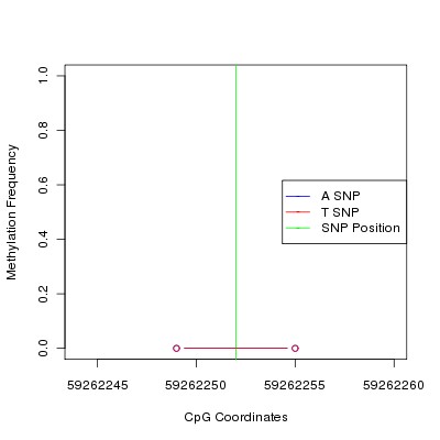 Allele Specific Methylation Frequency Diagram for chr20 59262252 SNP.