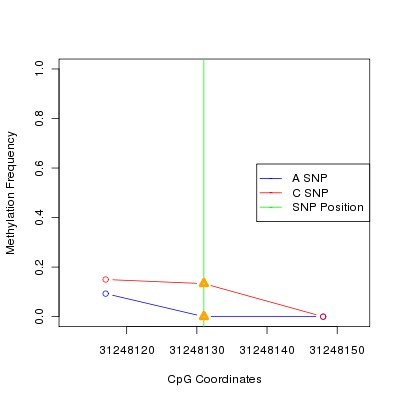 Allele Specific Methylation Frequency Diagram for chr6 31248131 SNP.