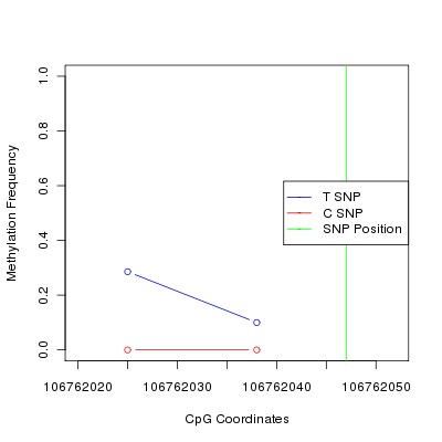 Allele Specific Methylation Frequency Diagram for chr12 106762047 SNP.