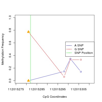 Allele Specific Methylation Frequency Diagram for chr12 112015282 SNP.