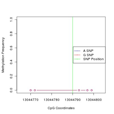 Allele Specific Methylation Frequency Diagram for chr12 13044790 SNP.
