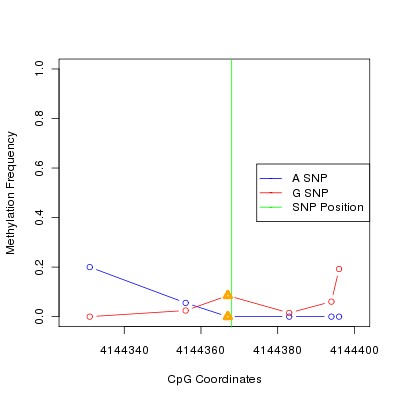 Allele Specific Methylation Frequency Diagram for chr12 4144368 SNP.