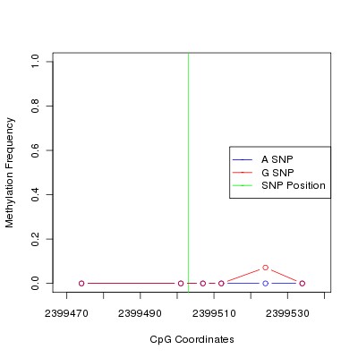 Allele Specific Methylation Frequency Diagram for chr20 2399503 SNP.