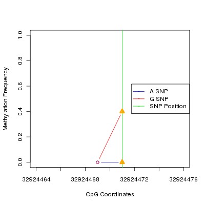 Allele Specific Methylation Frequency Diagram for chr20 32924471 SNP.