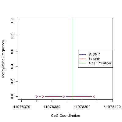 Allele Specific Methylation Frequency Diagram for chr20 41978387 SNP.